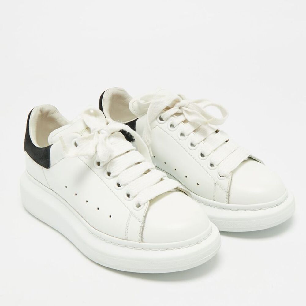 Alexander Mcqueen Oversized Size 37.5 White/black Leather And Suede Low Top - Picture 4 of 7